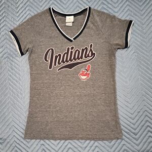 Gray V-Neck Indians T-Shirt